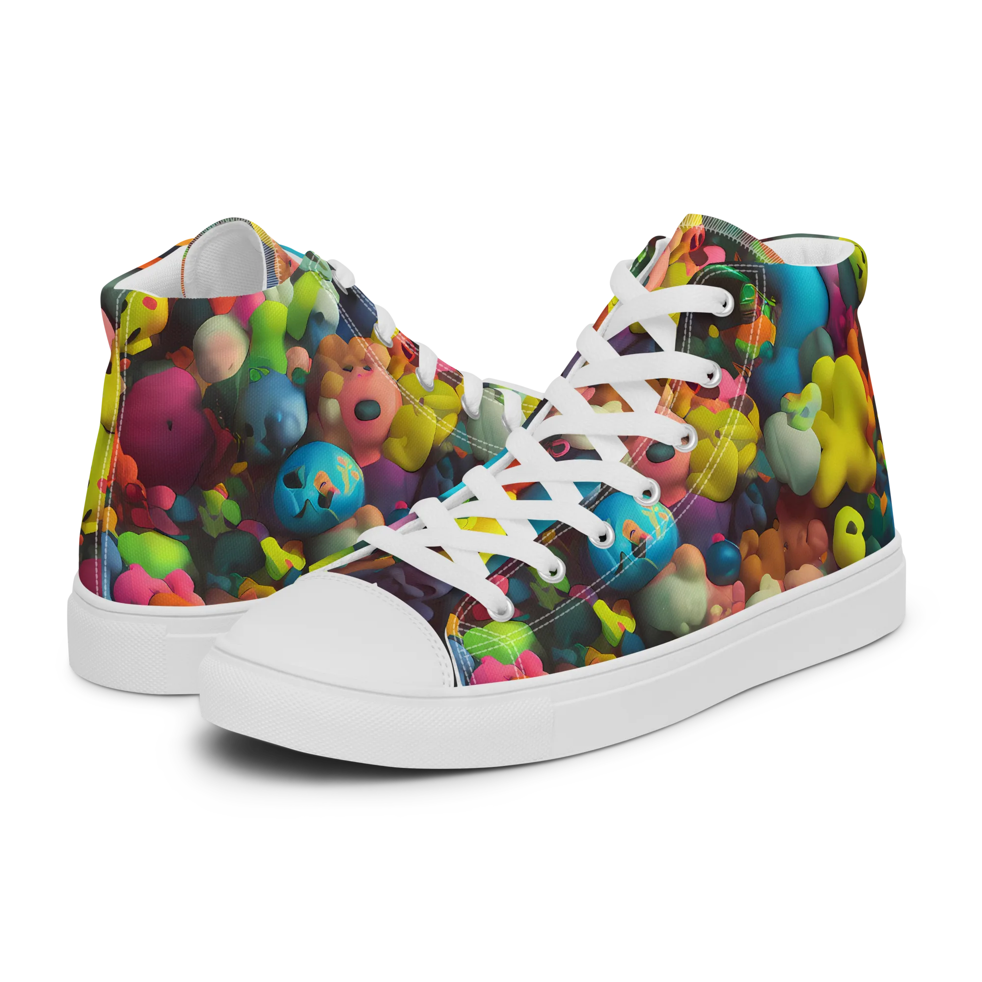 Bubble Pop Art on Women's High Top Canvas Shoes — Left
