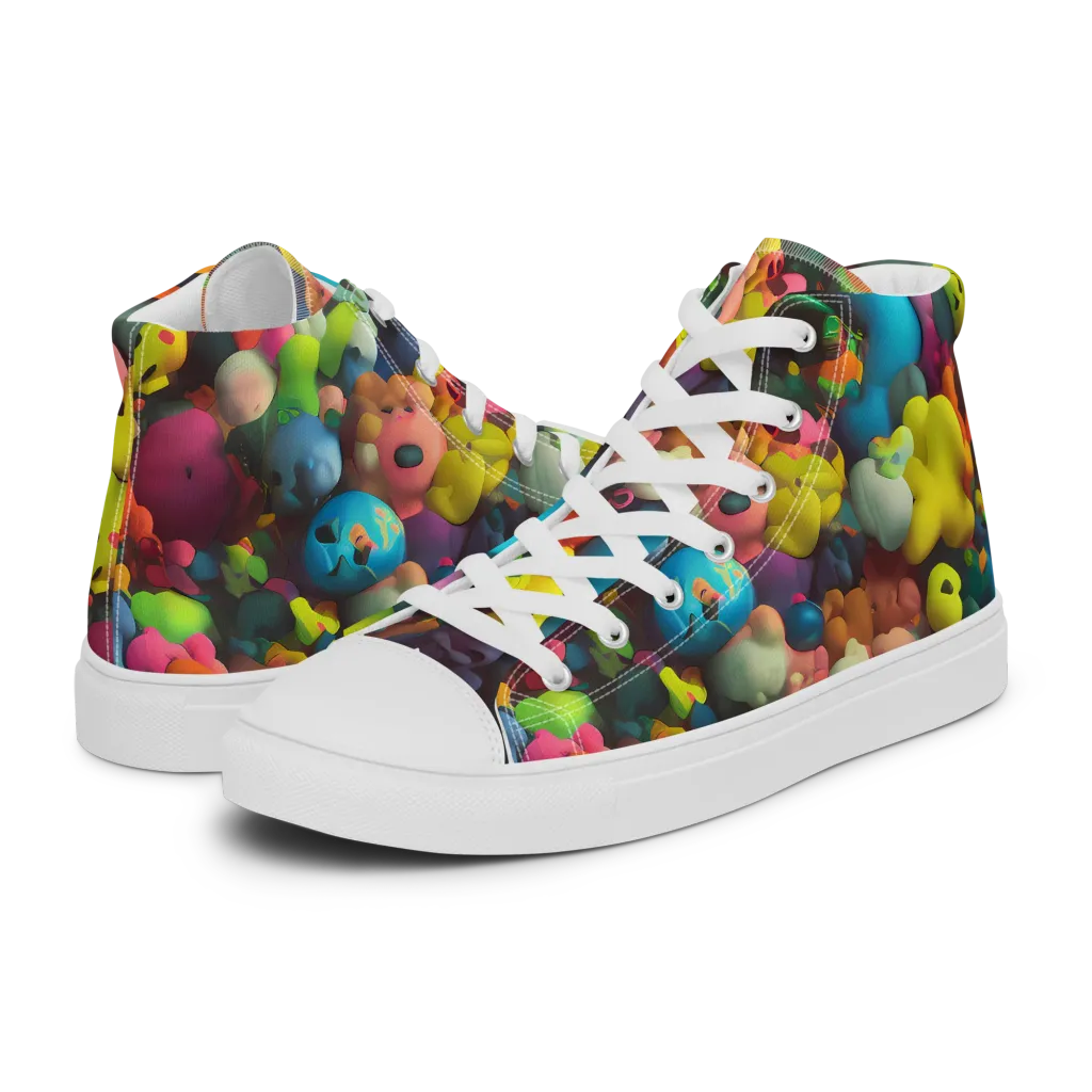 Bubble Pop Art on Women's High Top Canvas Shoes — Left