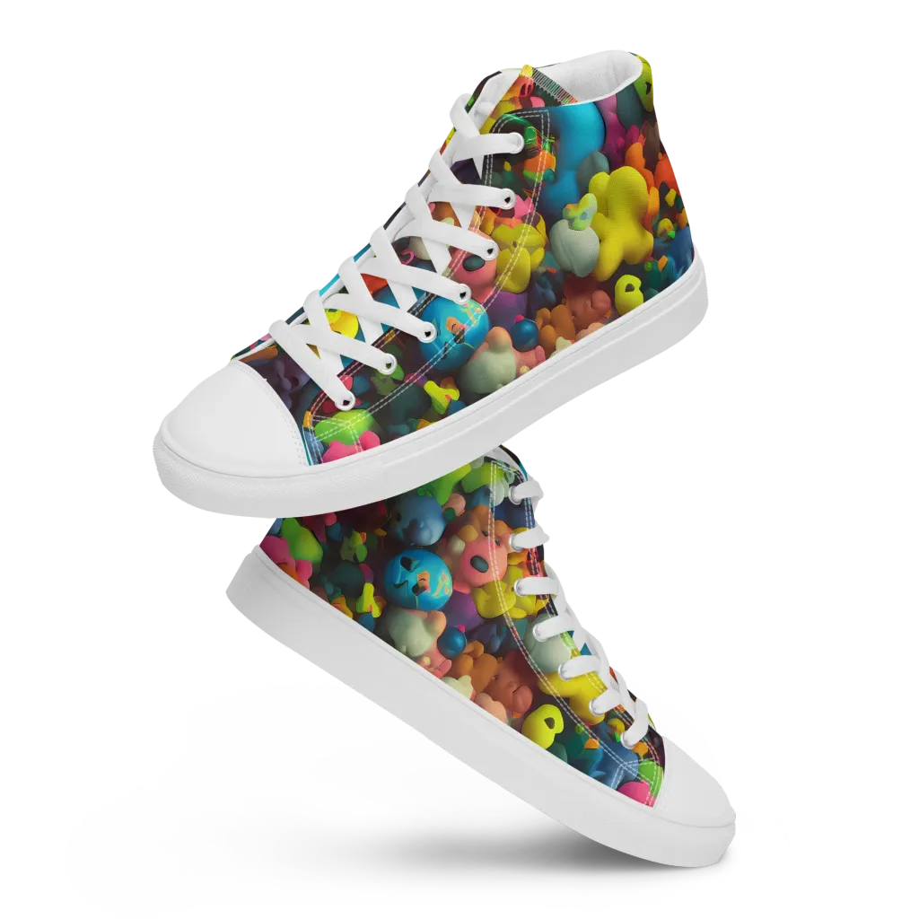 Bubble Pop Art on Women's High Top Canvas Shoes — Front
