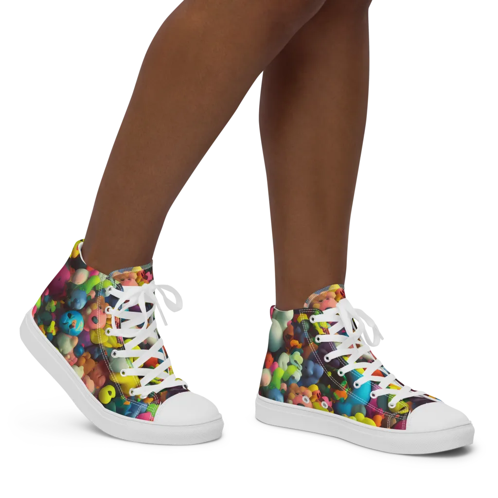 Bubble Pop Art on Women's High Top Canvas Shoes — Right