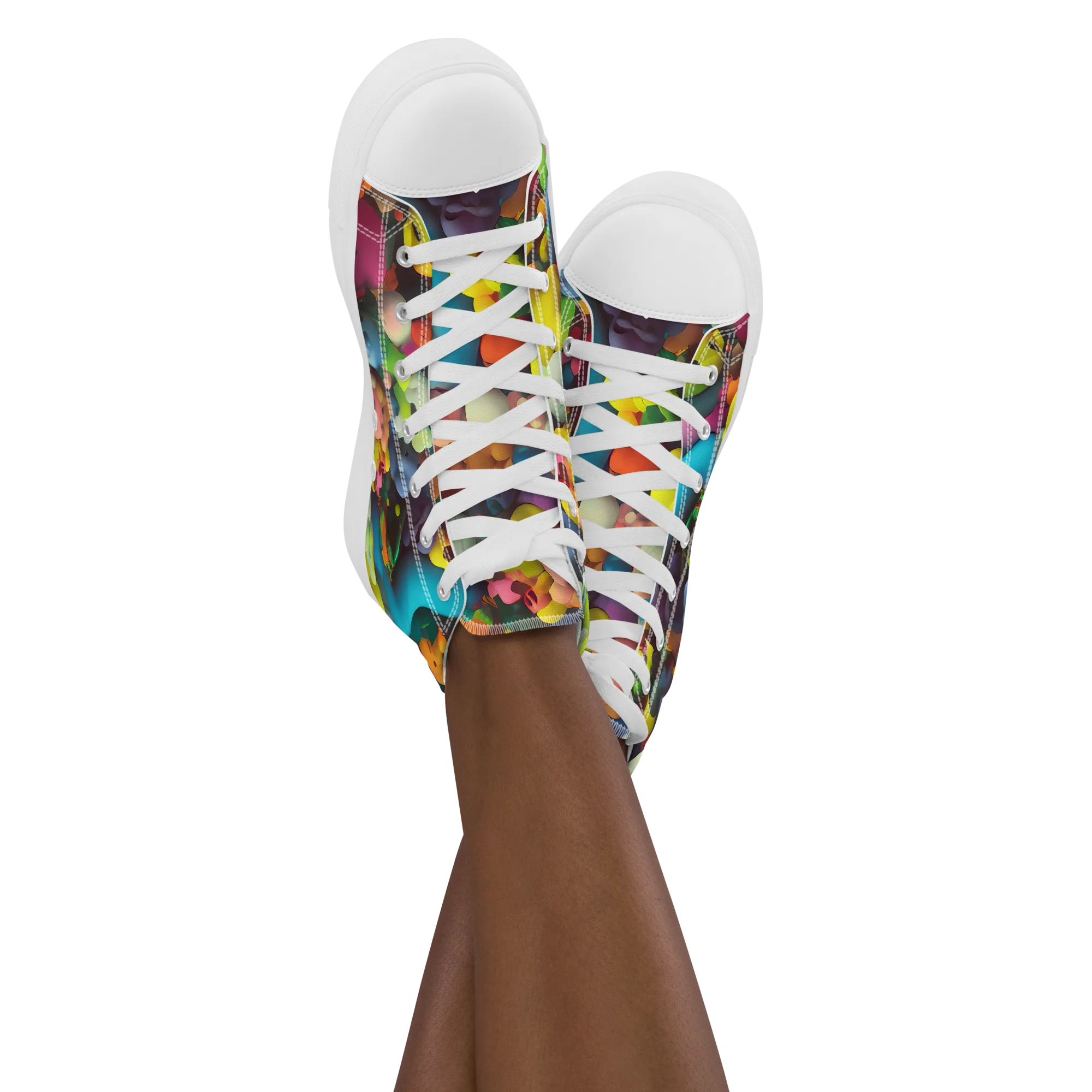 Bubble Pop Art on Women's High Top Canvas Shoes — Front