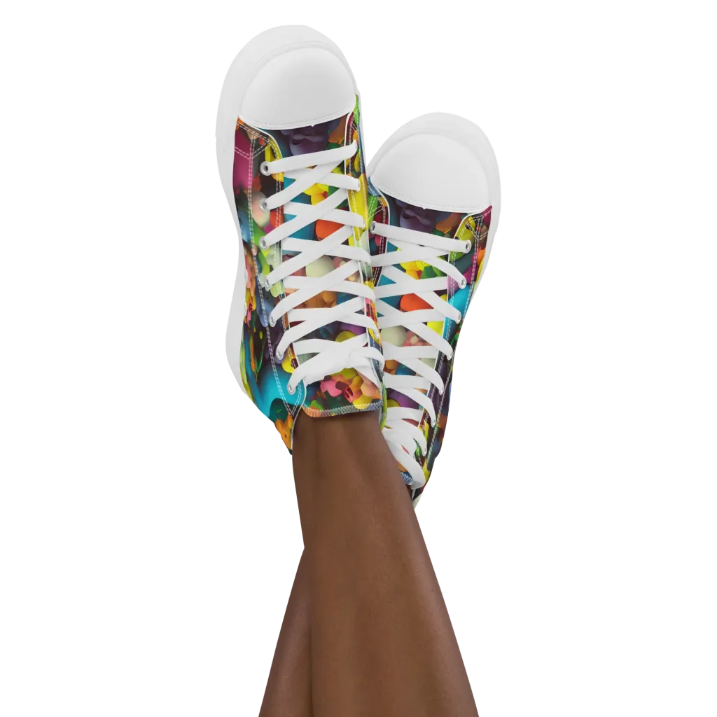 Bubble Pop Art on Women's High Top Canvas Shoes — Front