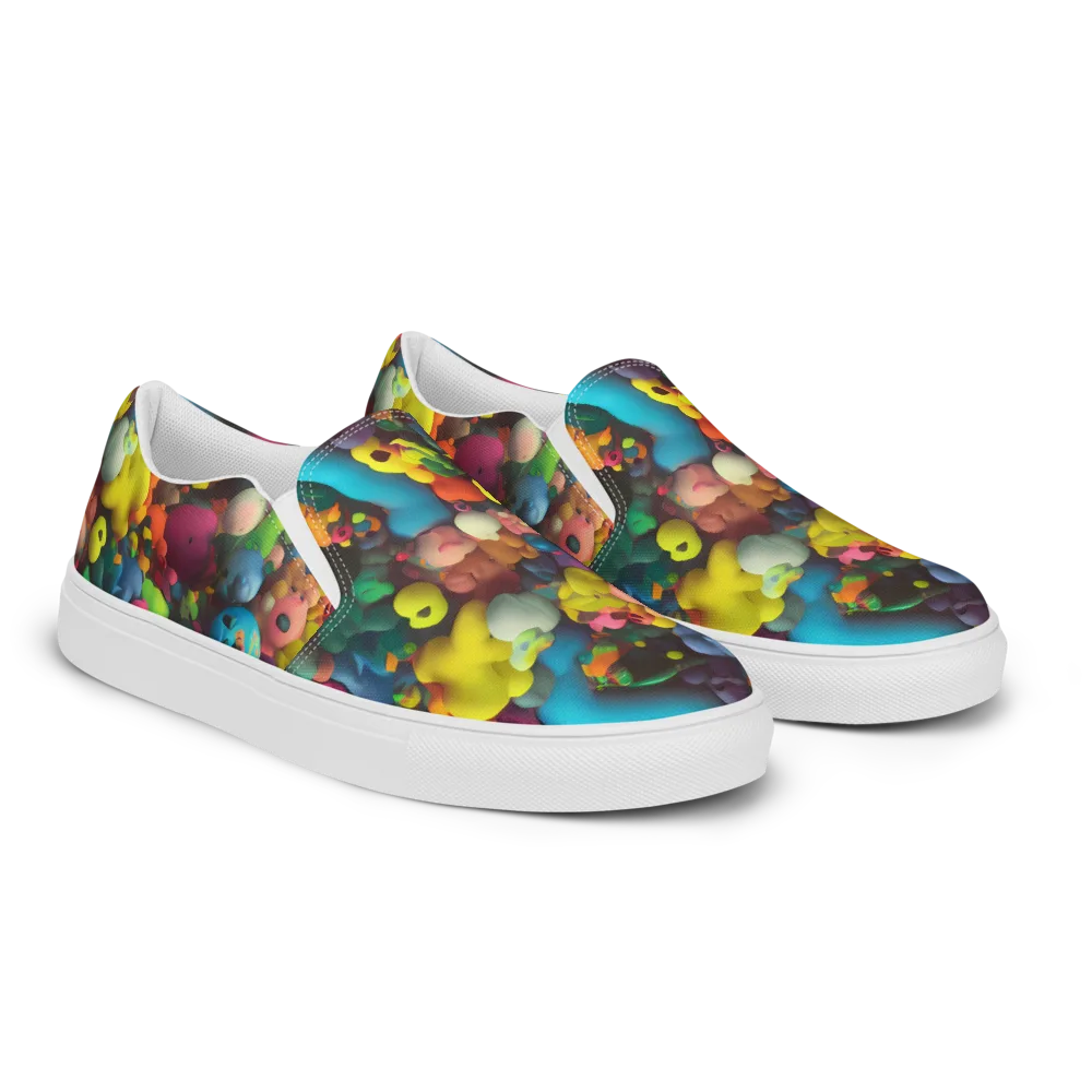 Bubble Pop Art on Men's Slip-On Canvas Shoes — Right Front