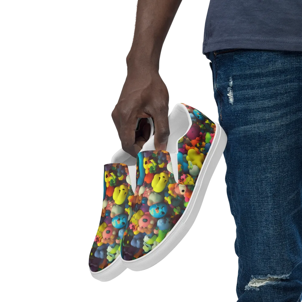 Bubble Pop Art on Men's Slip-On Canvas Shoes — Left Front