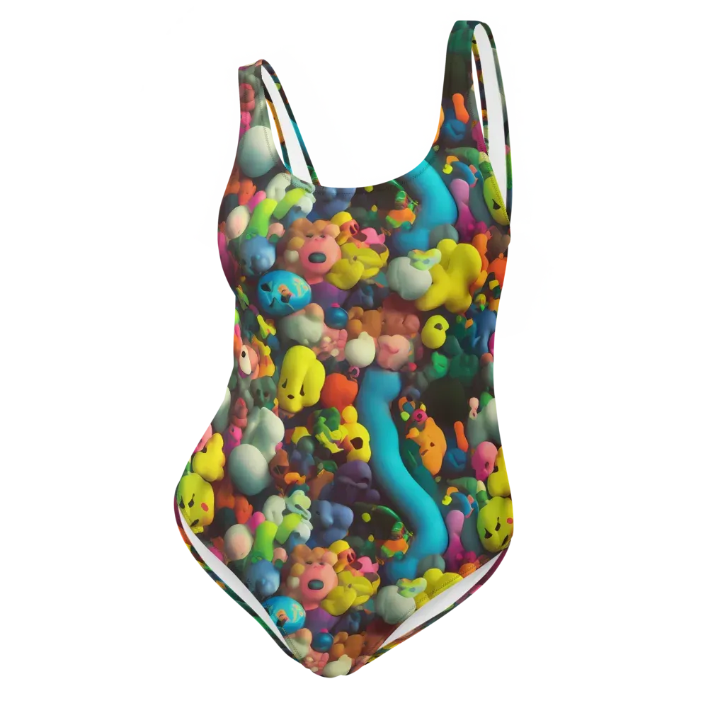 Bubble Pop Art on One-Piece Swimsuit — Front