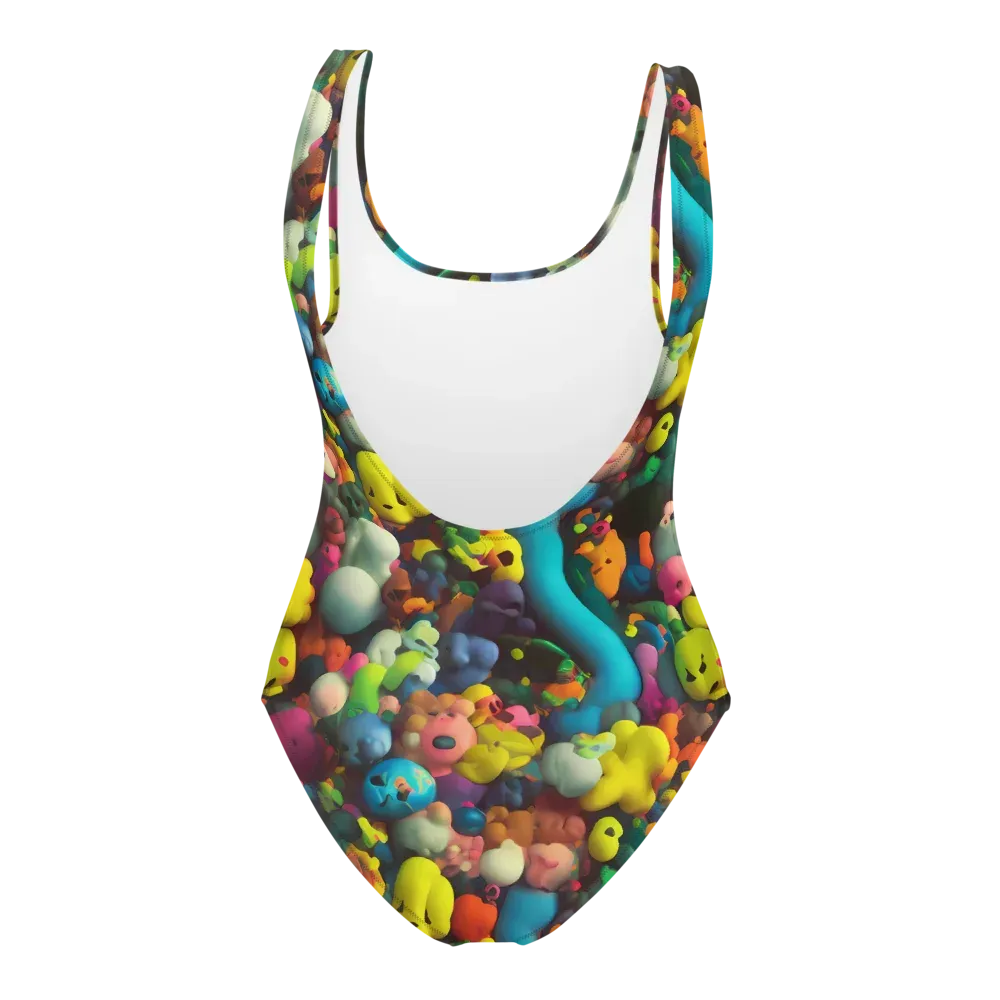 Bubble Pop Art on One-Piece Swimsuit — Back