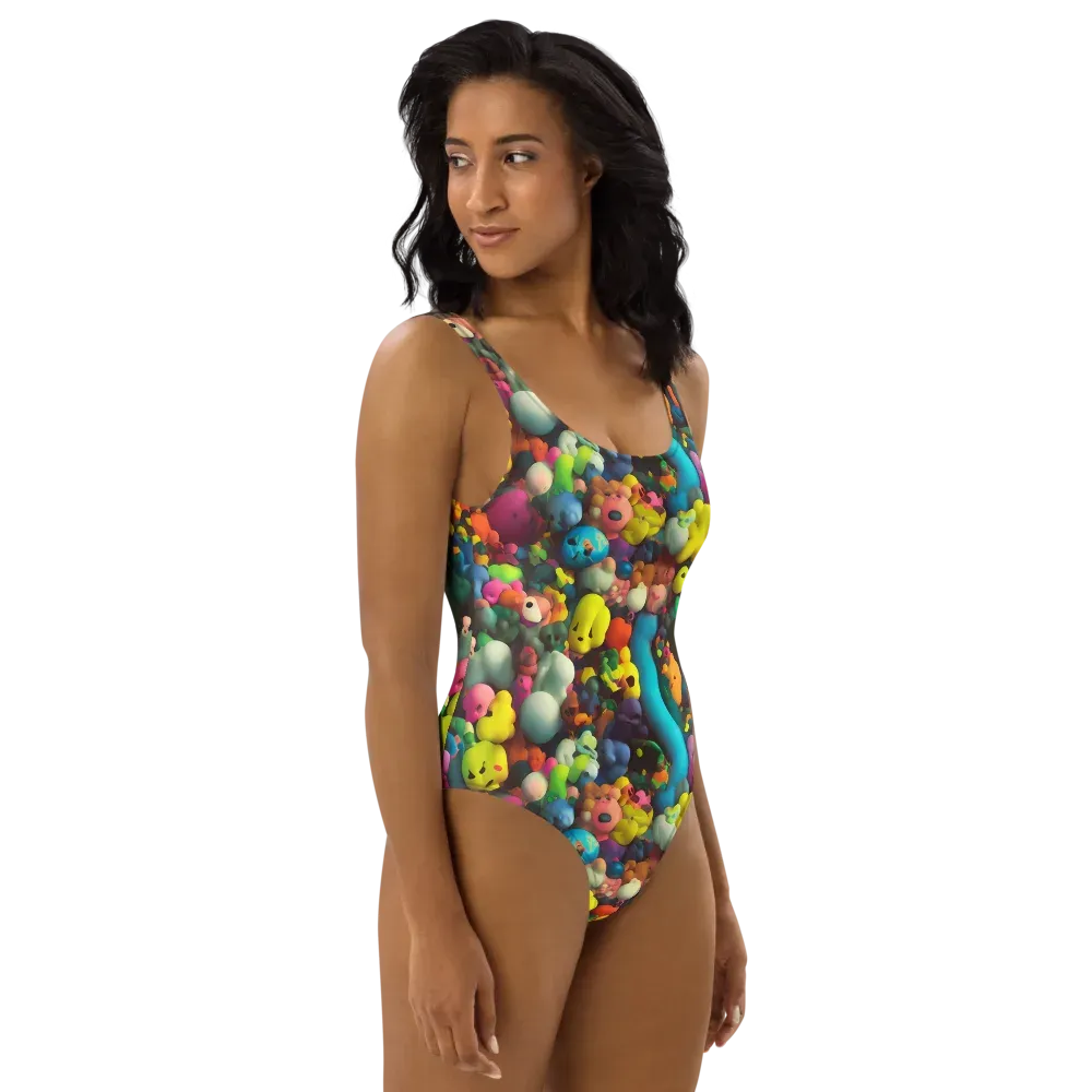 Bubble Pop Art on One-Piece Swimsuit — Right