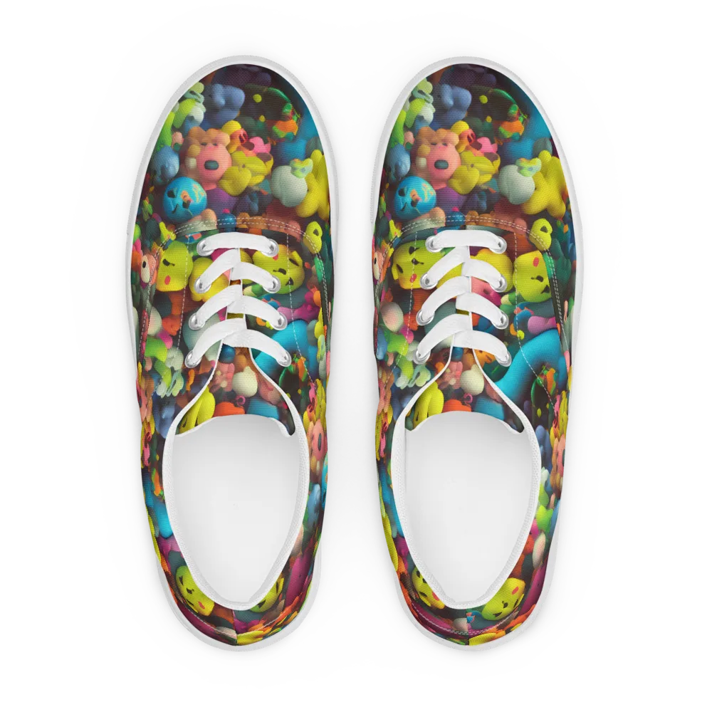 Bubble Pop Art on Men's Lace-Up Canvas Shoes — Front