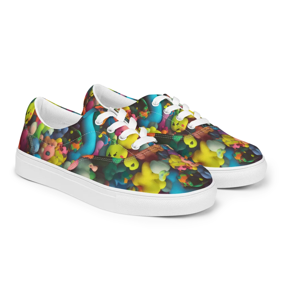 Bubble Pop Art on Men's Lace-Up Canvas Shoes — Right Front