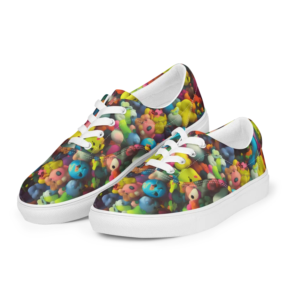 Bubble Pop Art on Men's Lace-Up Canvas Shoes — Left Front