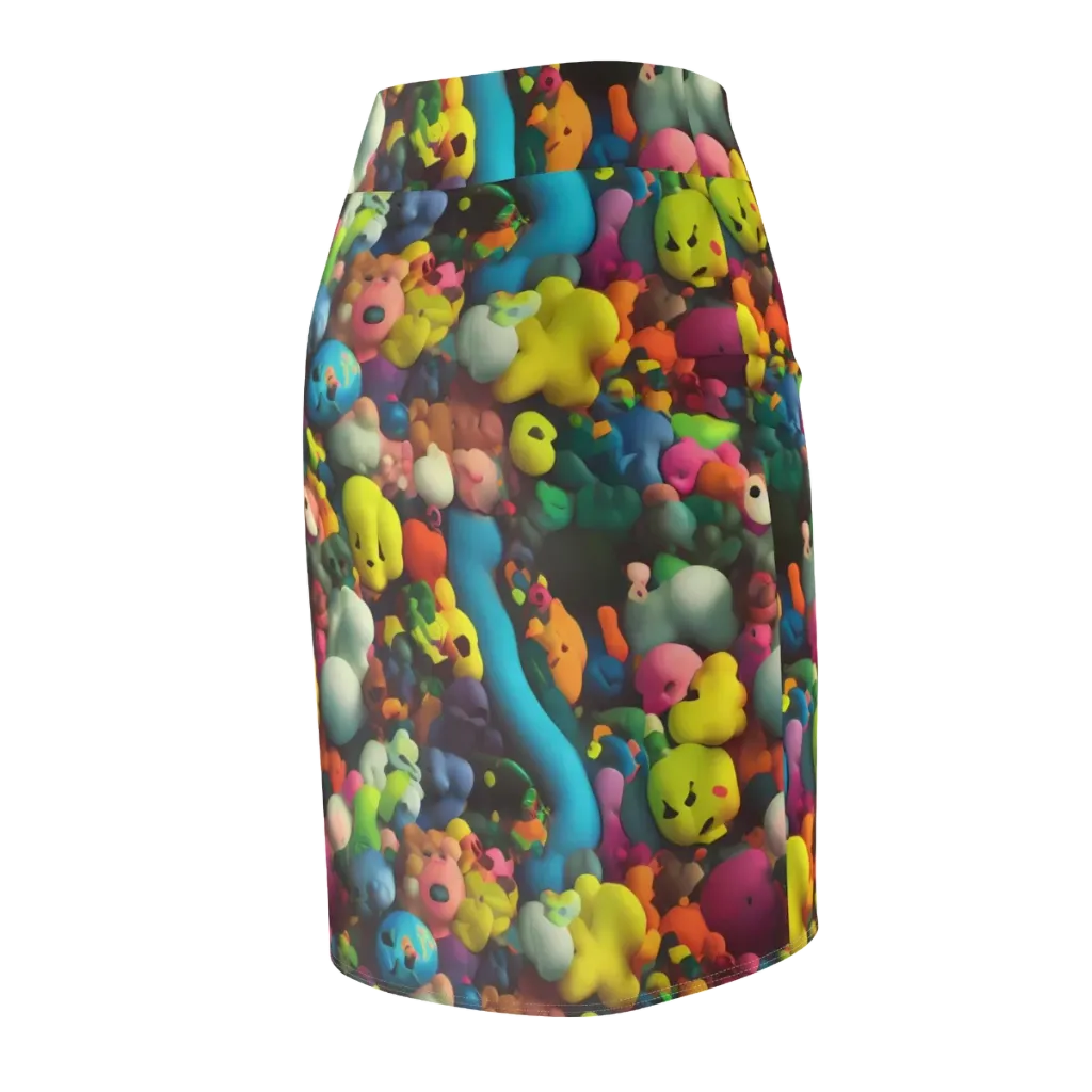 Bubble Pop Art on Pencil Skirt — Back Side