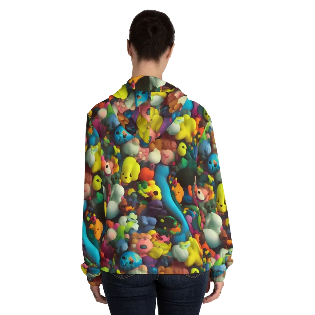 Bubble Pop Art on Women's Full-Zip Hoodie — Back On Person