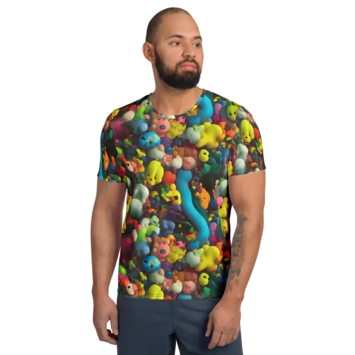 Bubble Pop Art on a Men's Athletic T-Shirt