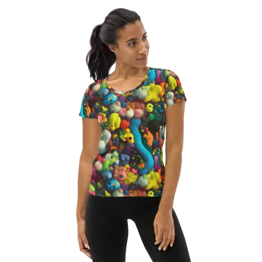 Bubble Pop Art on a Women's Athletic T-Shirt
