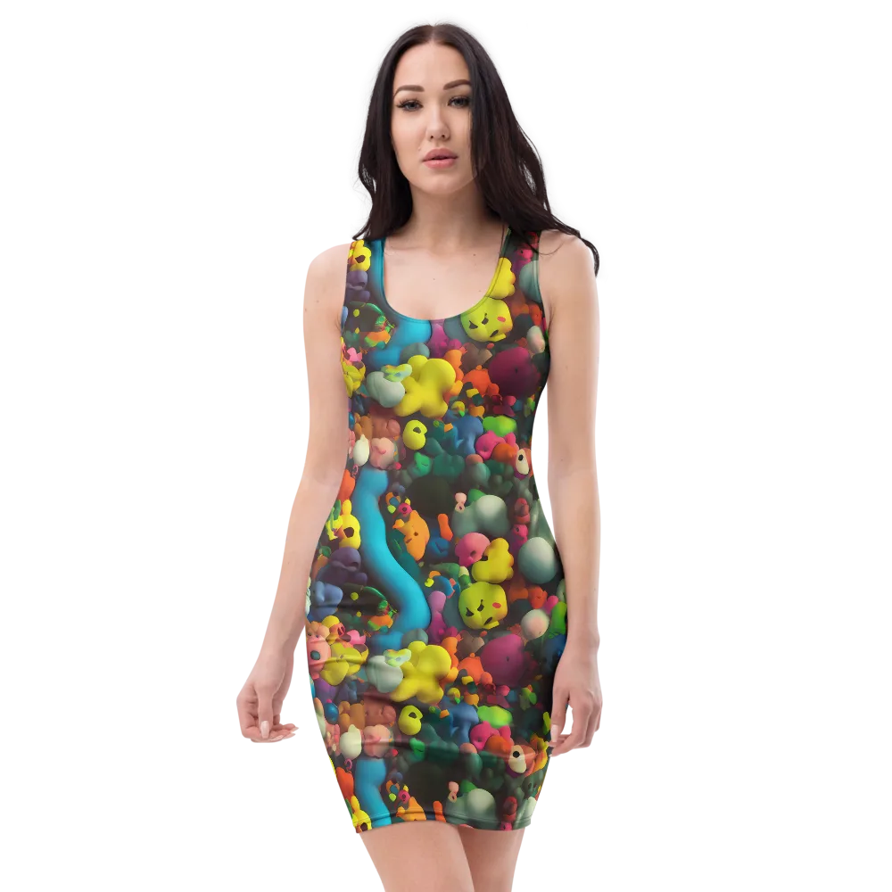 Bubble Pop Art on Bodycon Dress — Front