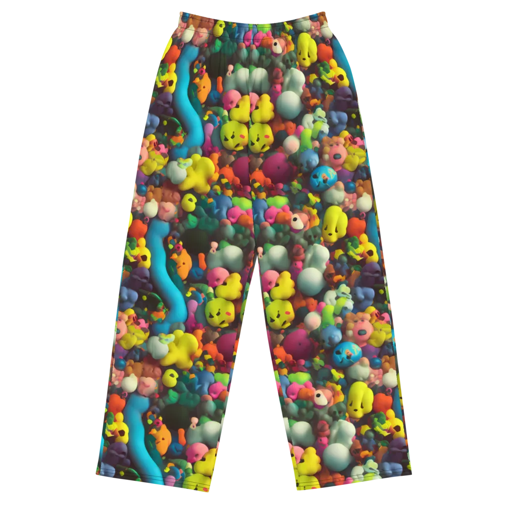 Bubble Pop Art on Wide-Leg Pants — Front