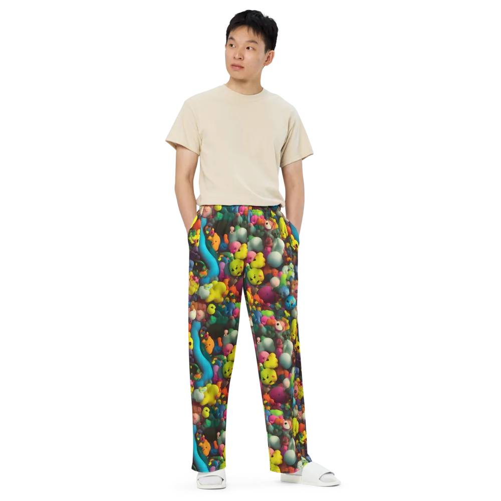 Bubble Pop Art on Wide-Leg Pants — Front