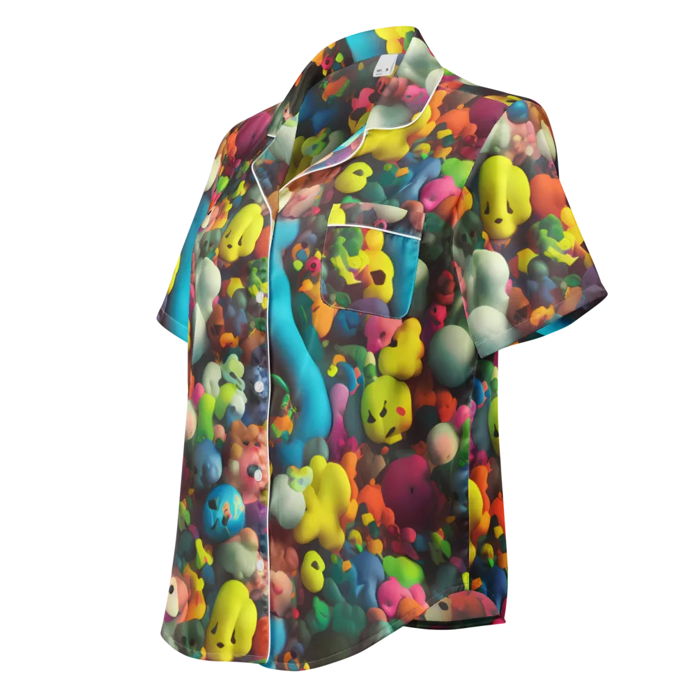 Bubble Pop Art on Women's Short Sleeve Pajama Top — Left Front