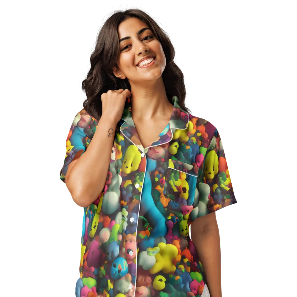 Bubble Pop Art on Women's Short Sleeve Pajama Top — Front