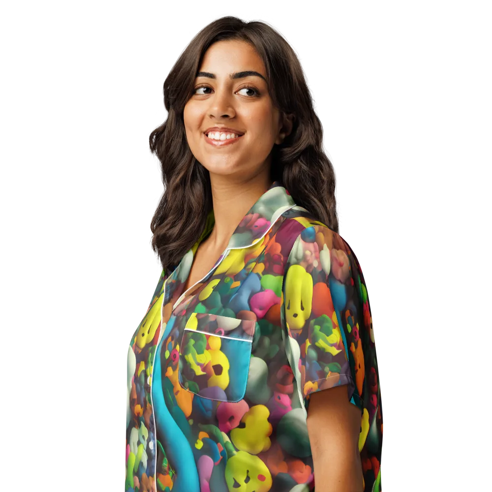 Bubble Pop Art on Women's Short Sleeve Pajama Top — Left Front