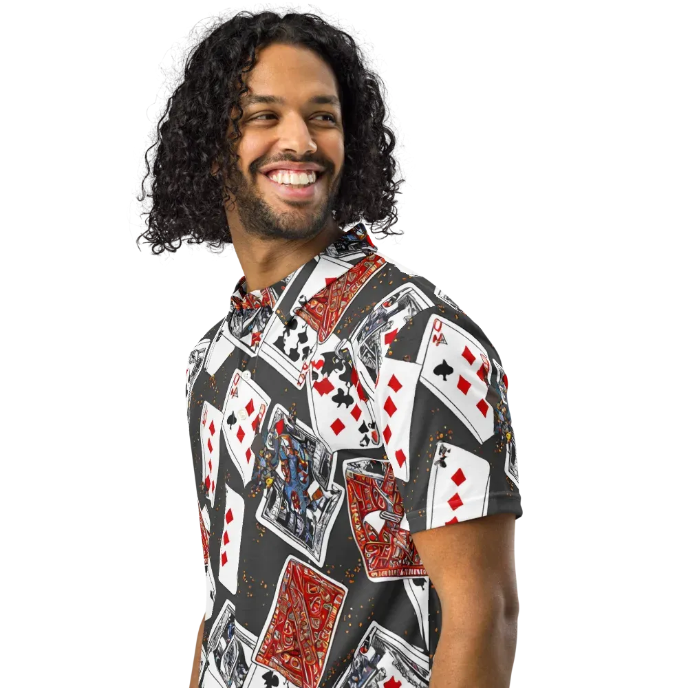 Tessellation, By Rockwell Kent on Men's Slim Fit Polo Shirt — Left Front