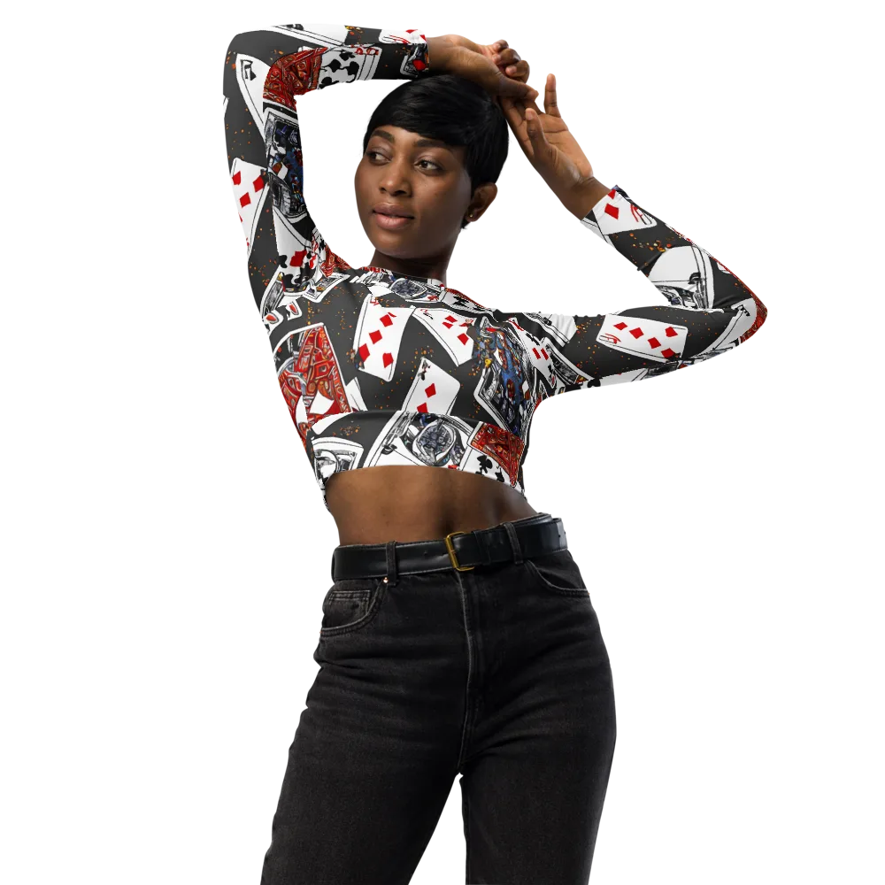 Tessellation, By Rockwell Kent on Long Sleeve Crop Top — Front