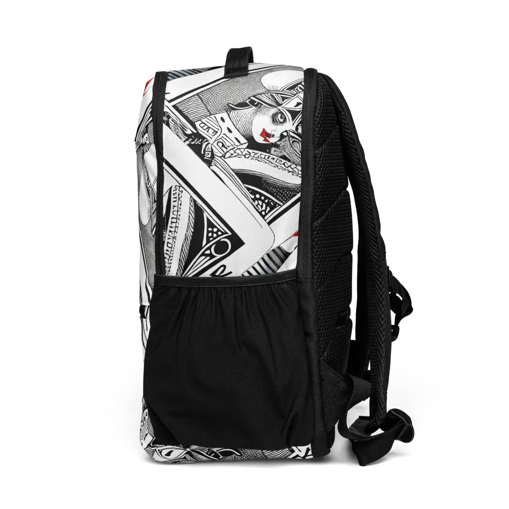 Fashion Print, By Carl Rahl on Utility Backpack — Left