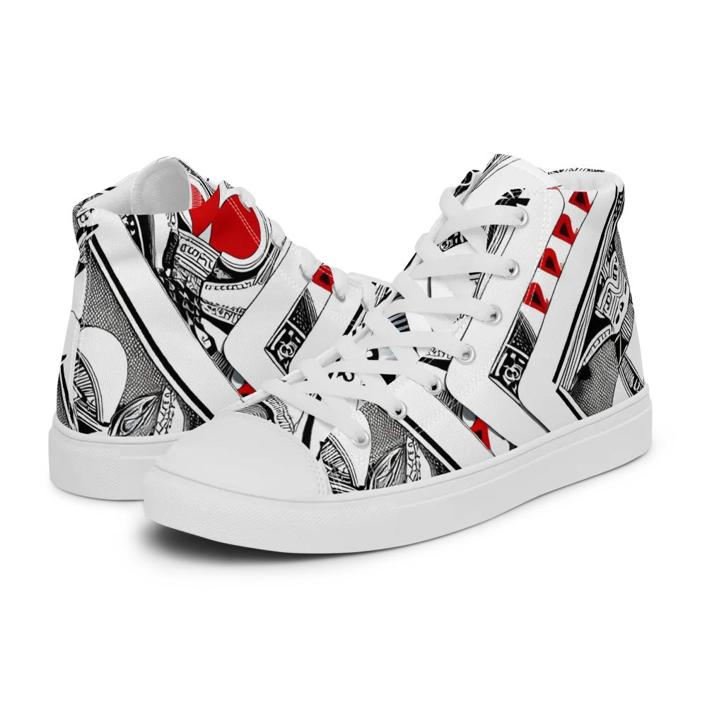 Fashion Print, By Carl Rahl on Men's High Top Canvas Shoes — Left