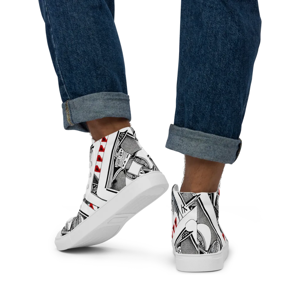 Fashion Print, By Carl Rahl on Men's High Top Canvas Shoes — Back