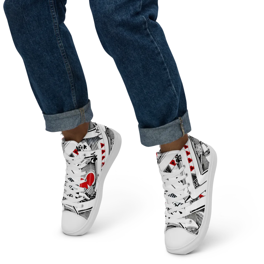 Fashion Print, By Carl Rahl on Men's High Top Canvas Shoes — Left