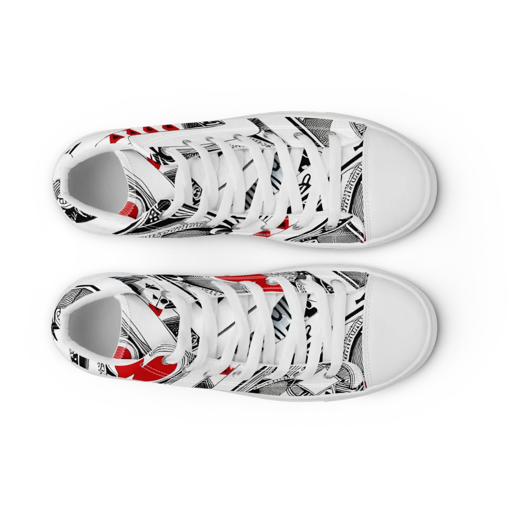 Fashion Print, By Carl Rahl on Women's High Top Canvas Shoes — Front