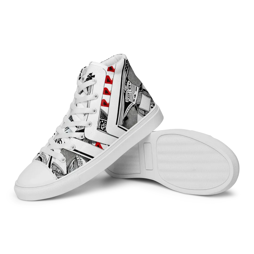 Fashion Print, By Carl Rahl on Women's High Top Canvas Shoes — Left