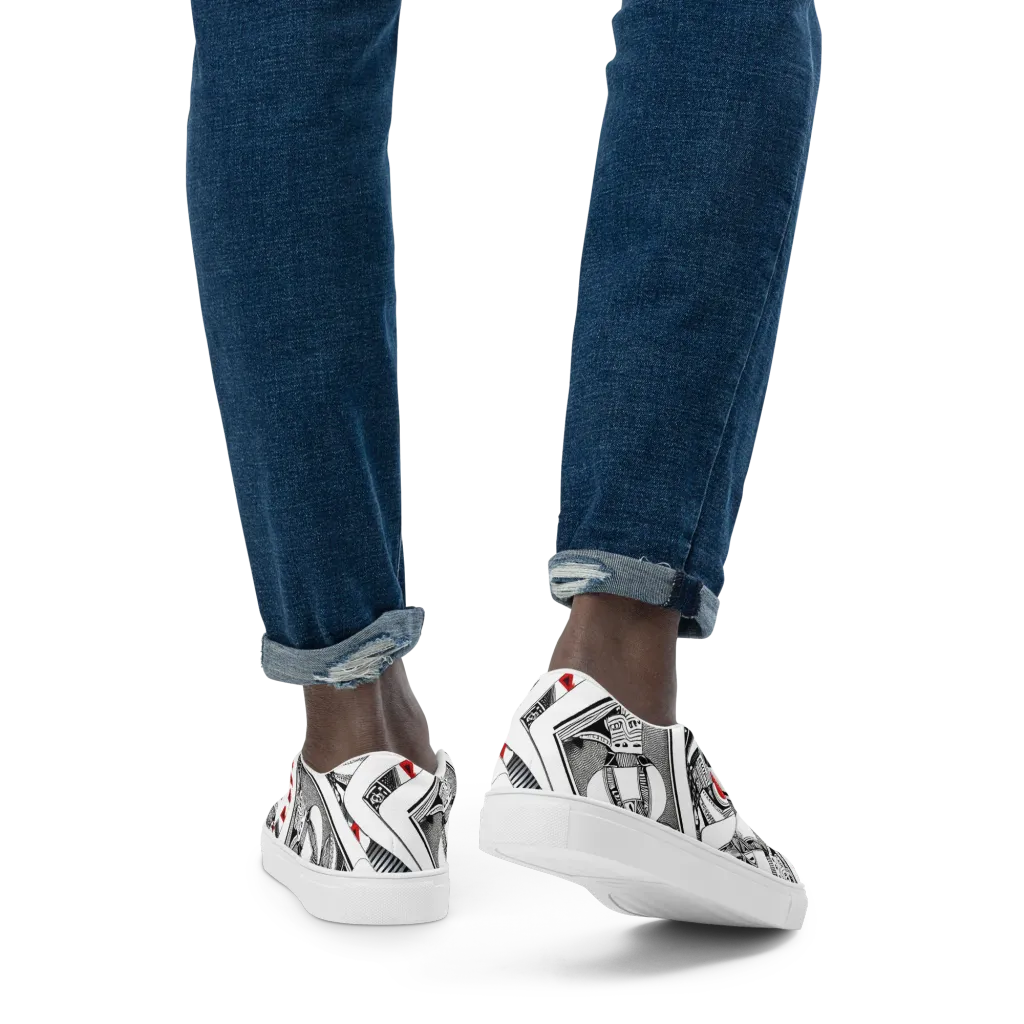 Fashion Print, By Carl Rahl on Men's Slip-On Canvas Shoes — Back