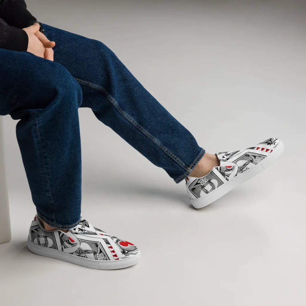 Fashion Print, By Carl Rahl on Men's Slip-On Canvas Shoes — Right