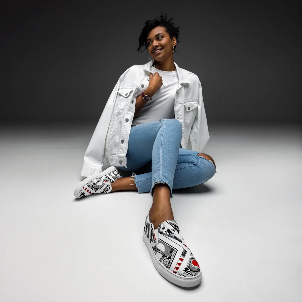 Fashion Print, By Carl Rahl on Women's Slip-On Canvas Shoes — Front