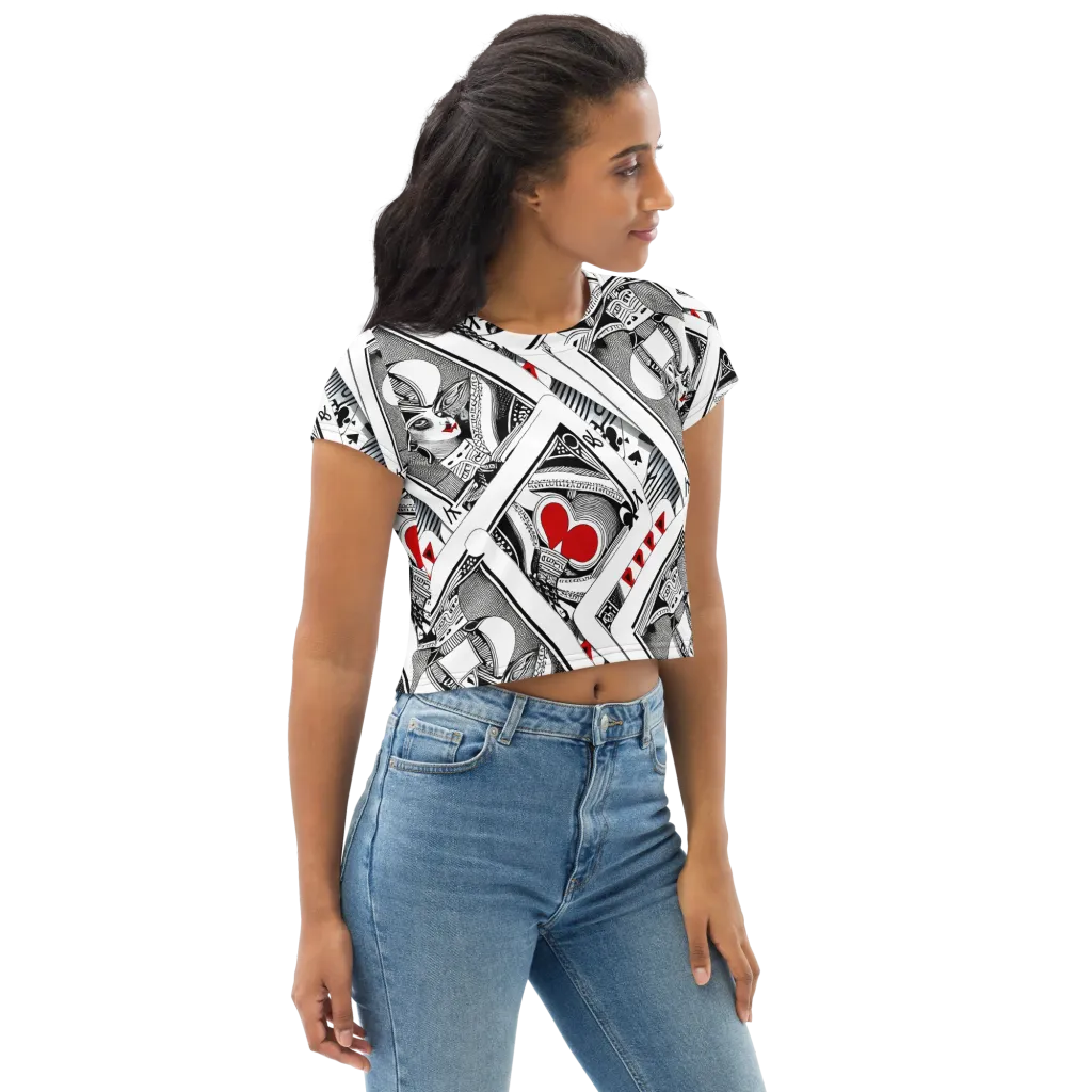 Fashion Print, By Carl Rahl on Crop Tee — Right Front