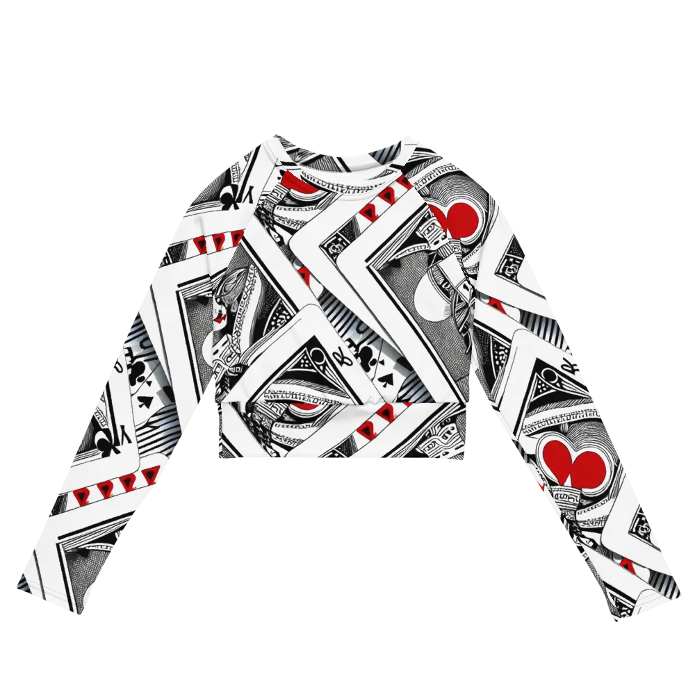 Fashion Print, By Carl Rahl on Long Sleeve Crop Top — Front
