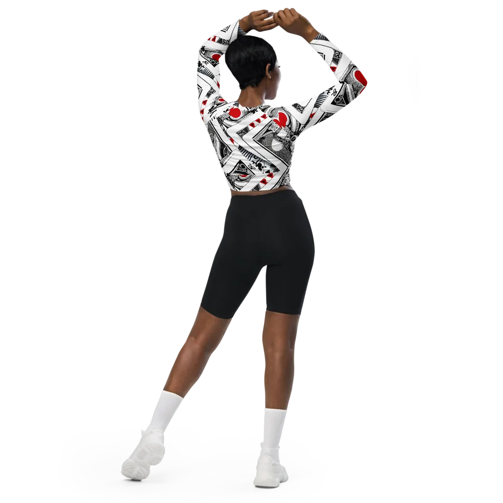 Fashion Print, By Carl Rahl on Long Sleeve Crop Top — Back