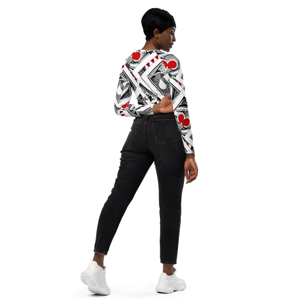 Fashion Print, By Carl Rahl on Long Sleeve Crop Top — Right Back