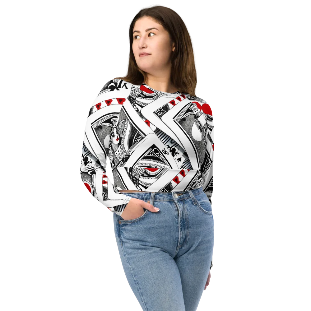 Fashion Print, By Carl Rahl on Long Sleeve Crop Top — Front