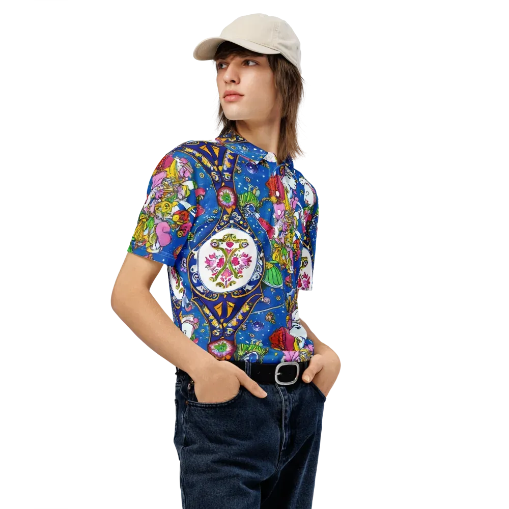 Galactic Masquerade on Men's Slim Fit Polo Shirt — Right Front