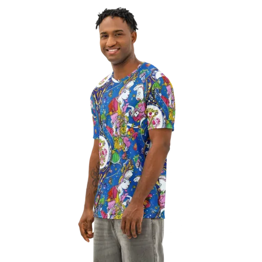 Galactic Masquerade on a Men's Cotton Crew Neck T-Shirt
