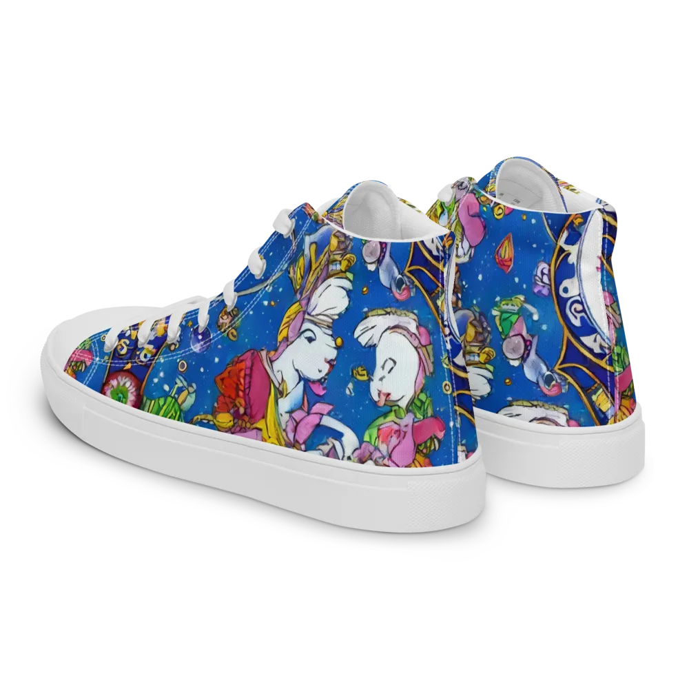 Galactic Masquerade on Men's High Top Canvas Shoes — Left Back