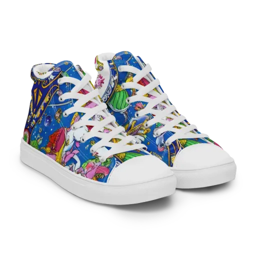 Galactic Masquerade on a Men's High Top Canvas Shoes