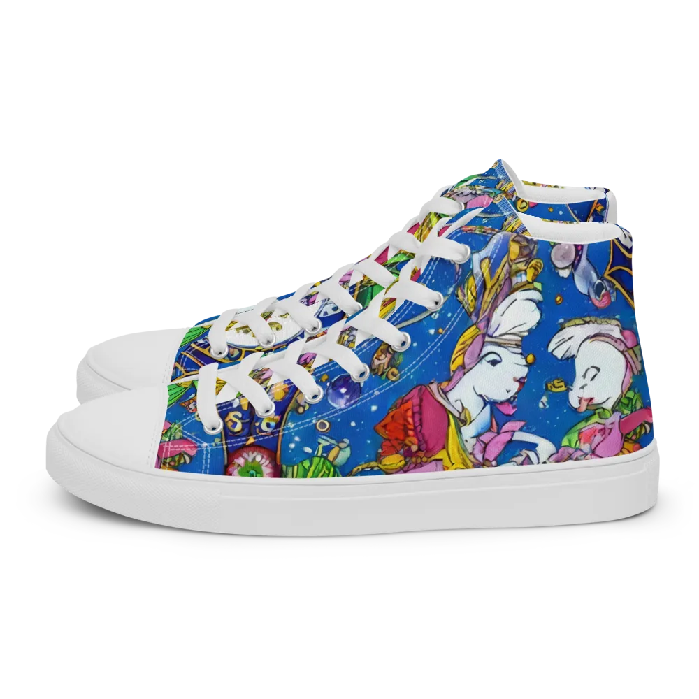 Galactic Masquerade on Men's High Top Canvas Shoes — Left