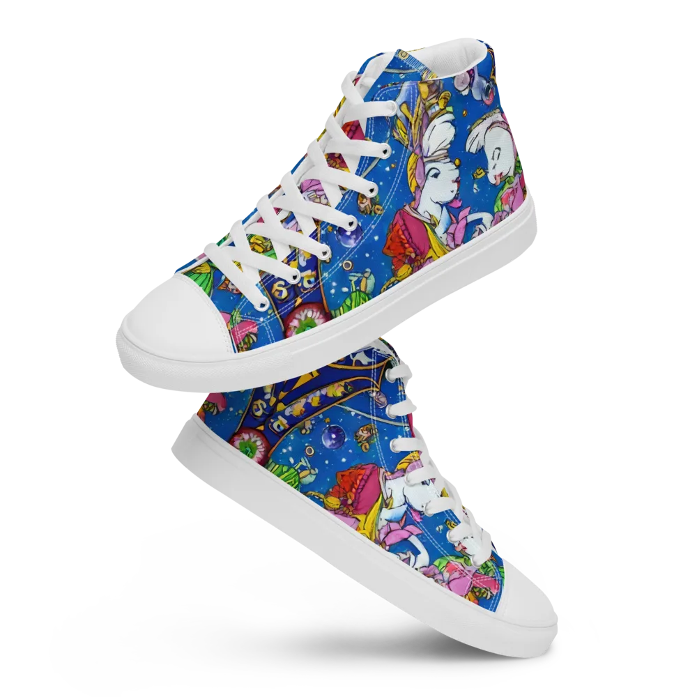 Galactic Masquerade on Men's High Top Canvas Shoes — Front