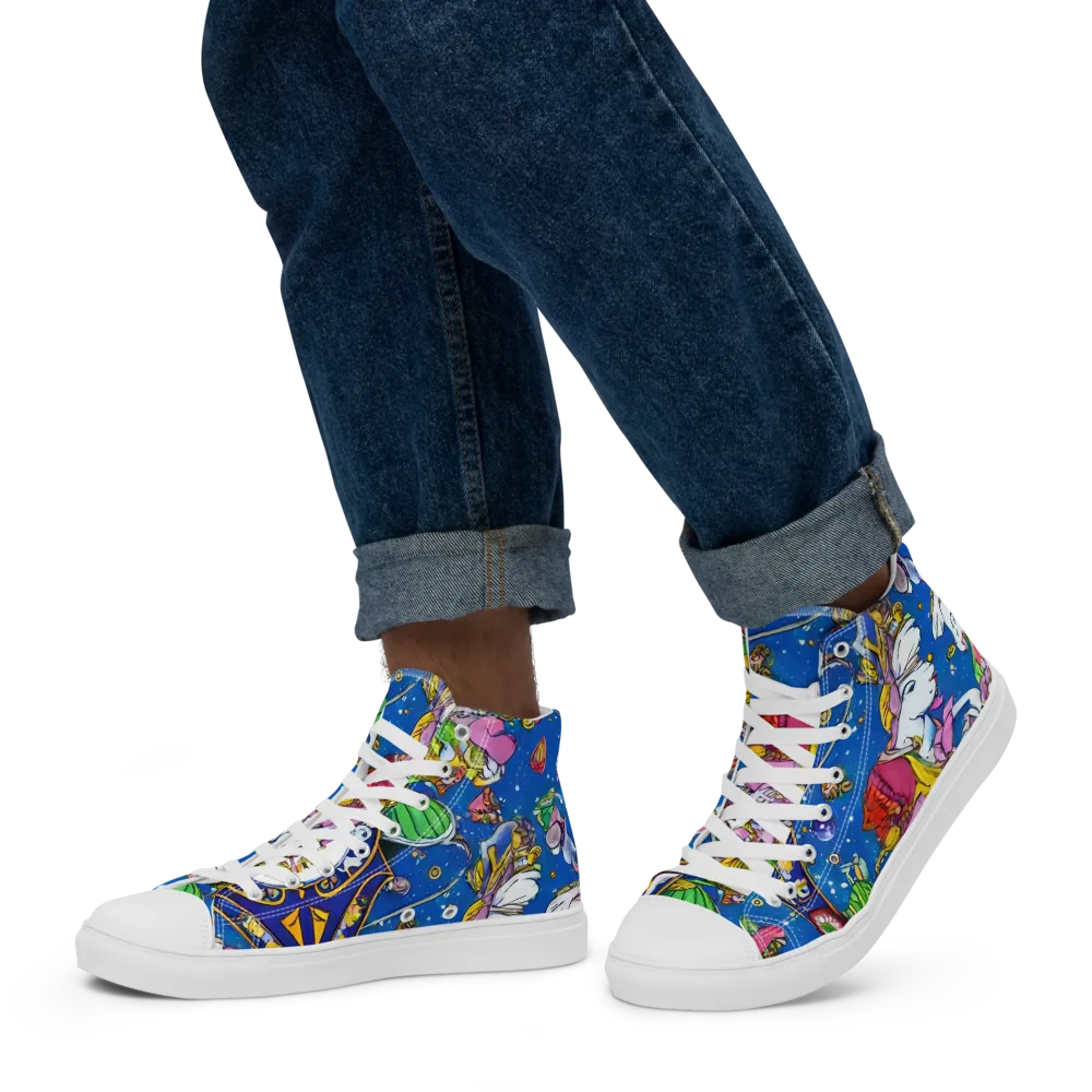 Galactic Masquerade on Men's High Top Canvas Shoes — Left