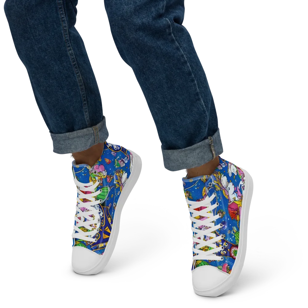 Galactic Masquerade on Men's High Top Canvas Shoes — Left