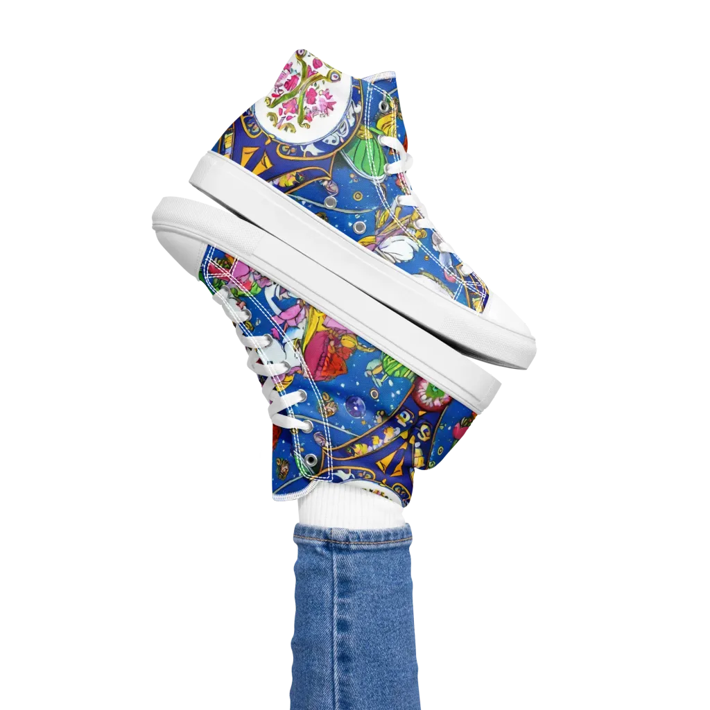 Galactic Masquerade on Women's High Top Canvas Shoes — Left
