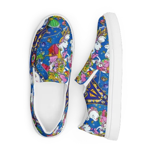 Galactic Masquerade on a Men's Slip-On Canvas Shoes